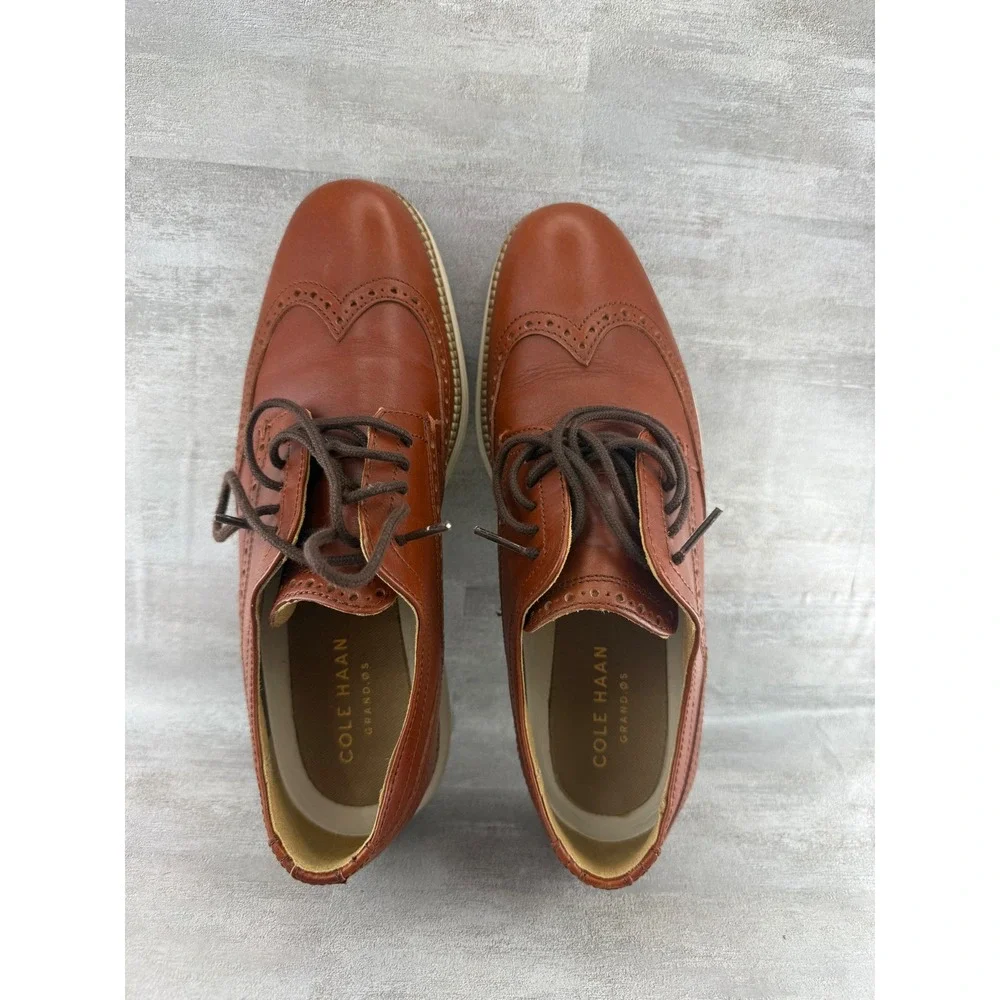 Cole Haan Grand OS Men Sz 7M British Tan Leather Wingtip Oxford C24092